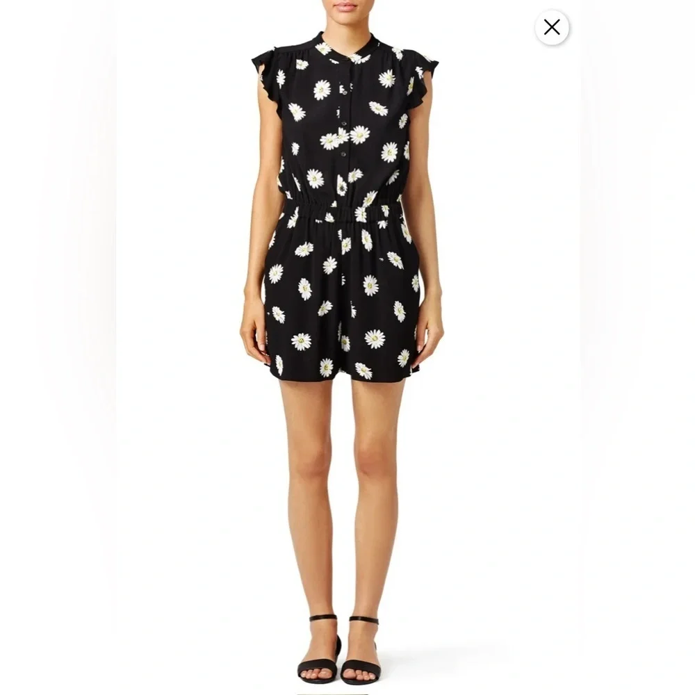 Kate Spade Daisy Dot Crepe Button Down Romper Size 8